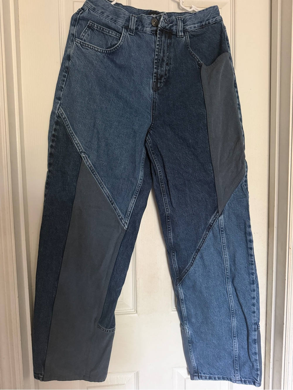 BDG Patchwork Two-Tone Blue Relaxed Jeans